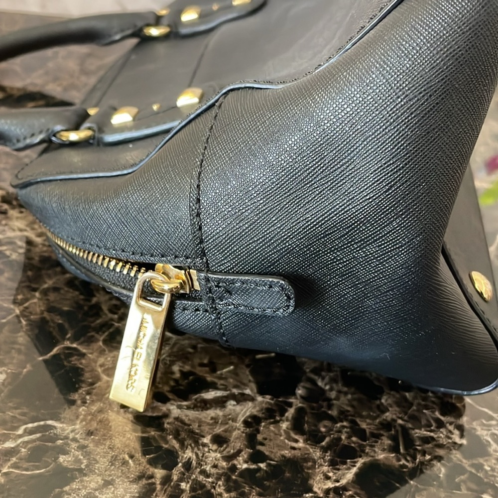 Michael Kors Black Gold Stud Hand Bag - Picture 10 of 12
